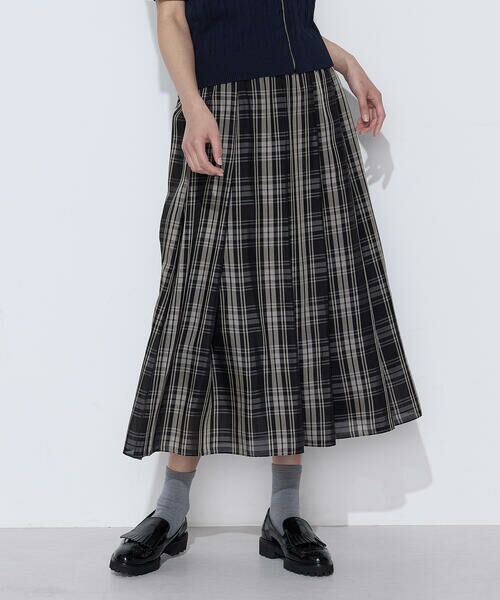 COMME CA COMFORT / コムサ・コンフォート（Lサイズ） ロング・マキシ丈スカート | 〔 TALLサイズ 〕 先染めシアーチェック タックスカート（05:タータンチェック）