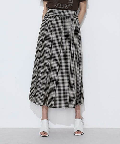 COMME CA COMFORT / コムサ・コンフォート（Lサイズ） ロング・マキシ丈スカート | 〔 TALLサイズ 〕 先染めシアーチェック タックスカート（15:ギンガムチェック）