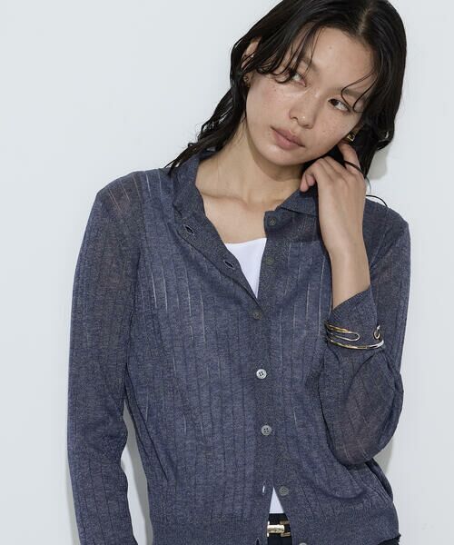 COMME CA COMFORT / コムサ・コンフォート（Lサイズ） カーディガン・ボレロ | 〔 TALLサイズ 〕 レーヨンイタリア糸 ワイドリブポロカーディガン | 詳細18