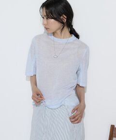 COMME CA COMFORT / コムサ・コンフォート（Lサイズ） ニット・セーター | 〔 TALLサイズ 〕 レーヨンイタリア糸 半袖プルオーバー