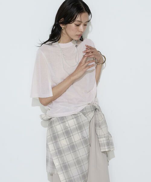 COMME CA COMFORT / コムサ・コンフォート（Lサイズ） ニット・セーター | 〔 TALLサイズ 〕 レーヨンイタリア糸 半袖プルオーバー | 詳細3