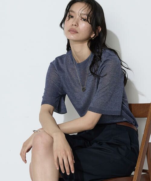 COMME CA COMFORT / コムサ・コンフォート（Lサイズ） ニット・セーター | 〔 TALLサイズ 〕 レーヨンイタリア糸 半袖プルオーバー | 詳細18