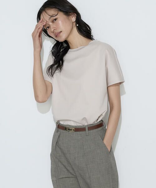 COMME CA COMFORT / コムサ・コンフォート（Lサイズ） Tシャツ | 〔 TALLサイズ 〕 ダブルフェイス ニット付きTシャツ（15:ベージュ）