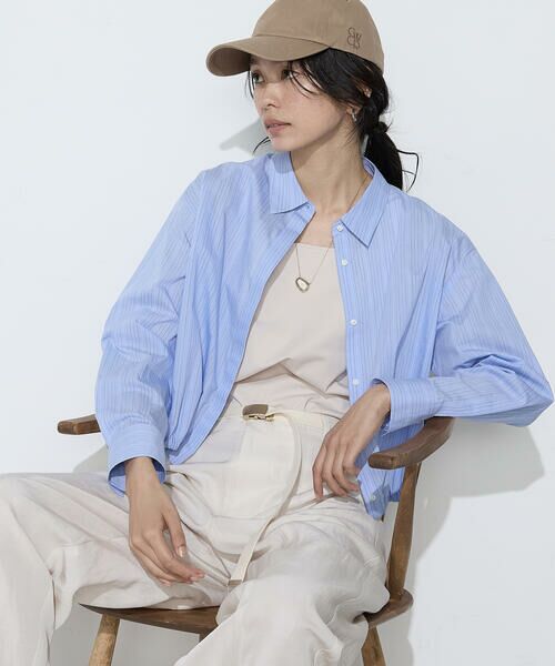 COMME CA COMFORT / コムサ・コンフォート（Lサイズ） シャツ・ブラウス | 〔 TALLサイズ 〕 コットンナイロンストライプ クロップドシャツ | 詳細4