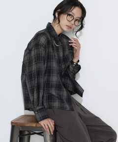 COMME CA COMFORT / コムサ・コンフォート（Lサイズ） シャツ・ブラウス | 〔 TALLサイズ 〕 モノトーンシアーチェック シャツ