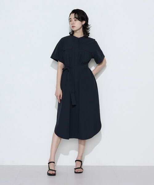 COMME CA COMFORT / コムサ・コンフォート（Lサイズ） ロング・マキシ丈ワンピース | 〔 TALLサイズ 〕 タイプライター ロングシャツドレス（09:ネイビー）