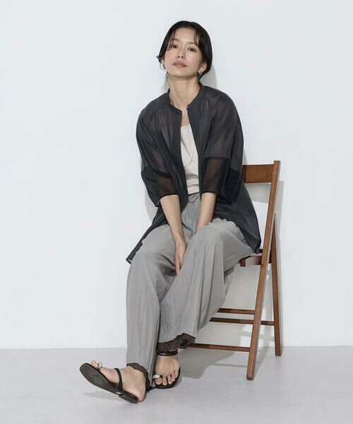 COMME CA COMFORT / コムサ・コンフォート（Lサイズ） シャツ・ブラウス | 〔 TALLサイズ 〕 リネンポリエステルオーガンジー ラグランスリーブシャツ羽織り | 詳細3