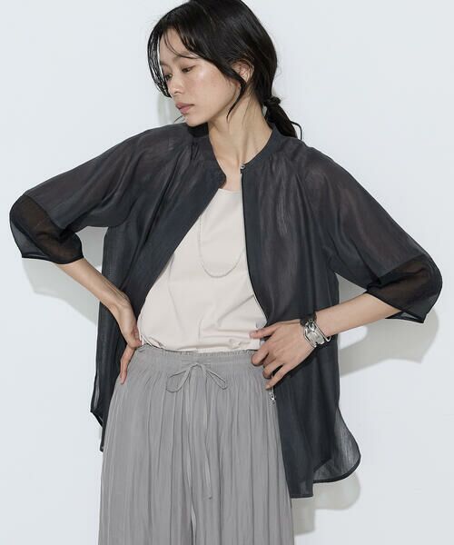 COMME CA COMFORT / コムサ・コンフォート（Lサイズ） シャツ・ブラウス | 〔 TALLサイズ 〕 リネンポリエステルオーガンジー ラグランスリーブシャツ羽織り | 詳細4