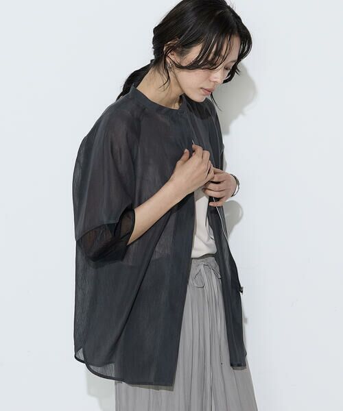 COMME CA COMFORT / コムサ・コンフォート（Lサイズ） シャツ・ブラウス | 〔 TALLサイズ 〕 リネンポリエステルオーガンジー ラグランスリーブシャツ羽織り | 詳細6