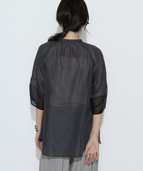 COMME CA COMFORT / コムサ・コンフォート（Lサイズ） シャツ・ブラウス | 〔 TALLサイズ 〕 リネンポリエステルオーガンジー ラグランスリーブシャツ羽織り | 詳細8
