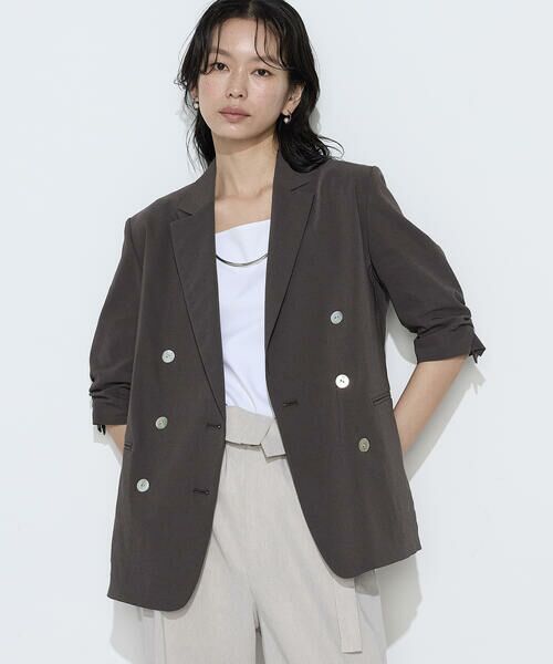 COMME CA COMFORT / コムサ・コンフォート（Lサイズ） テーラードジャケット | 〔 TALLサイズ 〕 リネン／トリアセテートストレッチ ダブルブレストジャケット | 詳細14
