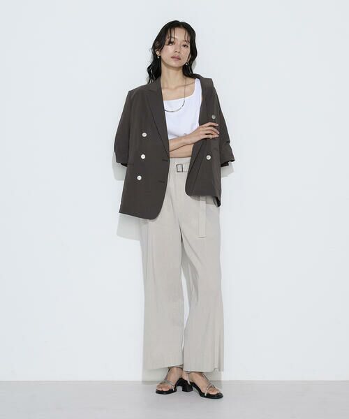 COMME CA COMFORT / コムサ・コンフォート（Lサイズ） テーラードジャケット | 〔 TALLサイズ 〕 リネン／トリアセテートストレッチ ダブルブレストジャケット | 詳細7