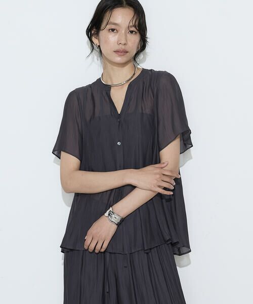 COMME CA COMFORT / コムサ・コンフォート（Lサイズ） シャツ・ブラウス | 〔 TALLサイズ 〕 【セットアップ対応】カッセンシフォンオーガンジー フレアブラウス | 詳細3