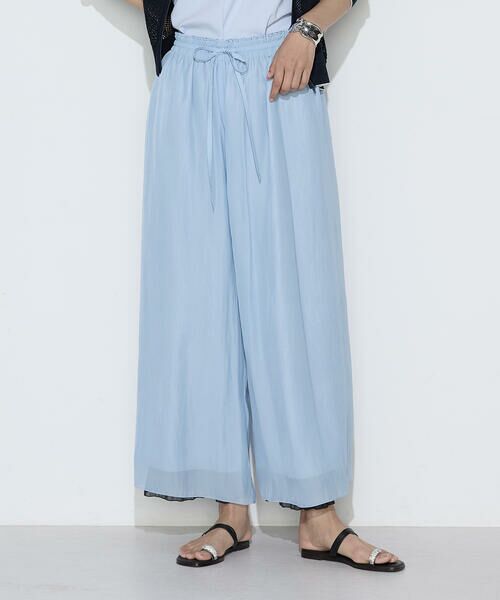 COMME CA COMFORT / コムサ・コンフォート（Lサイズ） その他パンツ | 〔 TALLサイズ 〕 割繊×シフォン プリーツパンツ（09:ネイビー×サックス）