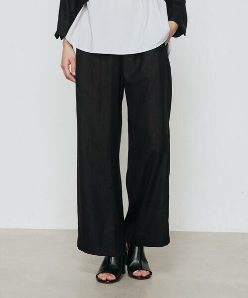 COMME CA COMFORT / コムサ・コンフォート（Lサイズ） その他パンツ | 〔 +サイズ 〕 麻調合繊 ワイドパンツ（05:ブラック）
