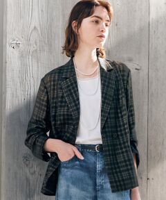 COMME CA COMFORT / コムサ・コンフォート（Lサイズ） テーラードジャケット | 〔 TALLサイズ 〕 【セットアップ対応】接結チェック シアージャケット