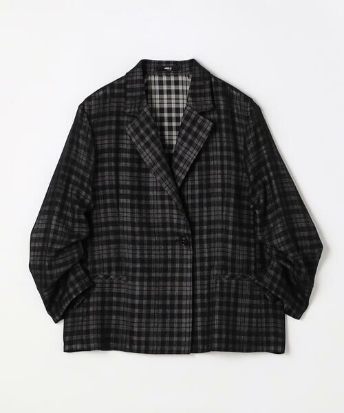 COMME CA COMFORT / コムサ・コンフォート（Lサイズ） テーラードジャケット | 〔 TALLサイズ 〕 【セットアップ対応】接結チェック シアージャケット | 詳細4