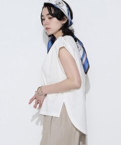 COMME CA COMFORT / コムサ・コンフォート（Lサイズ） カットソー | 〔 TALLサイズ 〕 スーピマコットンポンチ肩タックデザインTシャツ