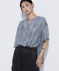 COMME CA COMFORT / コムサ・コンフォート（Lサイズ） シャツ・ブラウス | 〔 TALLサイズ 〕 2．2オンス シフォンデニムタックブラウス