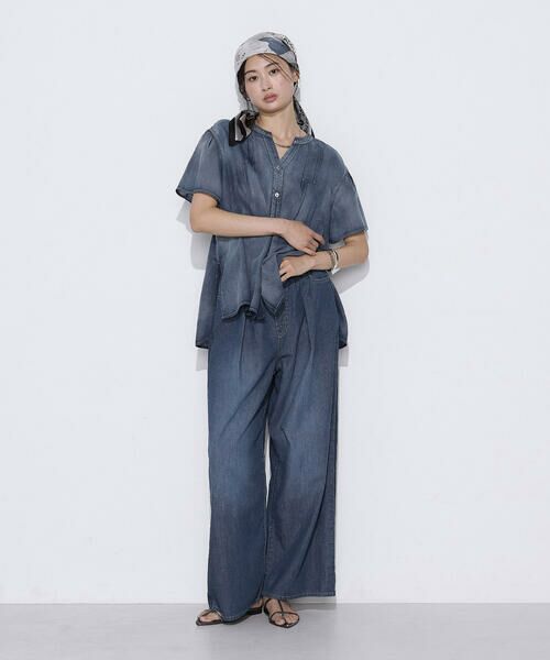 COMME CA COMFORT / コムサ・コンフォート（Lサイズ） シャツ・ブラウス | 〔 TALLサイズ 〕 2．2オンス シフォンデニムタックブラウス | 詳細1