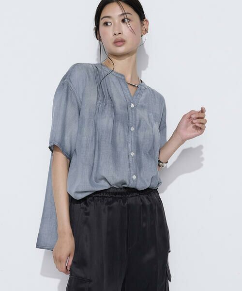COMME CA COMFORT / コムサ・コンフォート（Lサイズ） シャツ・ブラウス | 〔 TALLサイズ 〕 2．2オンス シフォンデニムタックブラウス | 詳細12