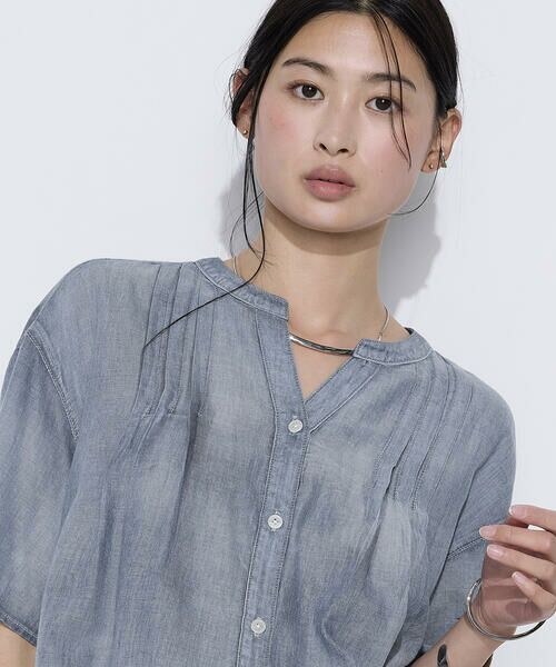 COMME CA COMFORT / コムサ・コンフォート（Lサイズ） シャツ・ブラウス | 〔 TALLサイズ 〕 2．2オンス シフォンデニムタックブラウス | 詳細11