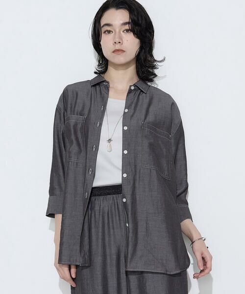 COMME CA COMFORT / コムサ・コンフォート（Lサイズ） シャツ・ブラウス | 〔 +サイズ 〕 オトナシャンブレー たっぷりシャツ（05:ブラック）