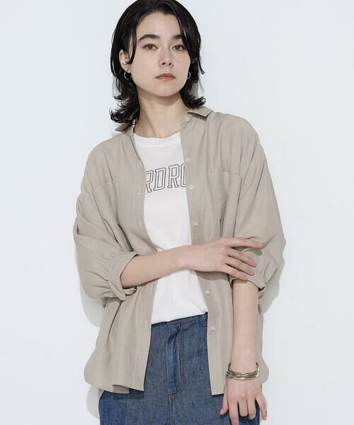 COMME CA COMFORT / コムサ・コンフォート（Lサイズ） シャツ・ブラウス | 〔 +サイズ 〕 オトナシャンブレー たっぷりシャツ（15:ベージュ）