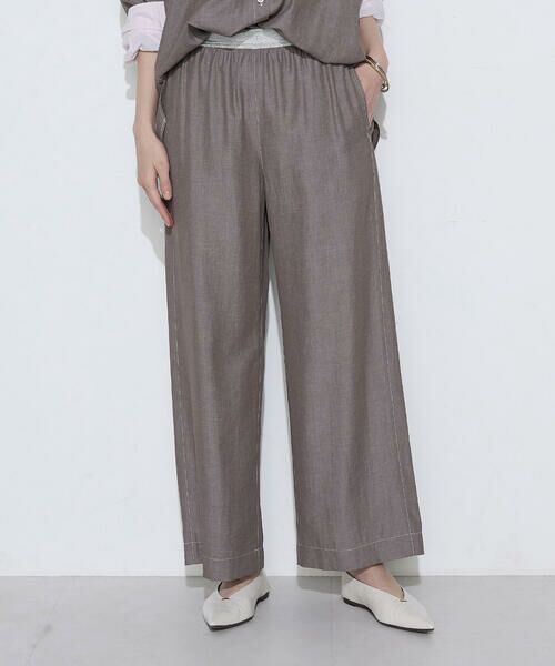 COMME CA COMFORT / コムサ・コンフォート（Lサイズ） その他パンツ | 〔 +サイズ 〕 オトナシャンブレー タックワイドパンツ（14:ブラウン）