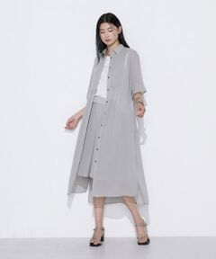 COMME CA COMFORT / コムサ・コンフォート（Lサイズ） ロング・マキシ丈ワンピース | 〔 TALLサイズ 〕 【セットアップ対応】トリアセクールスラブ シャツワンピース