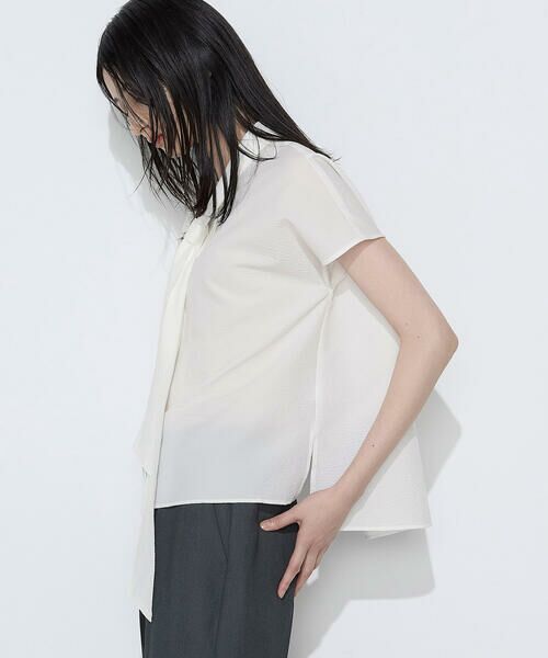 COMME CA COMFORT / コムサ・コンフォート(Lサイズ) シャツ・ブラウス | 〔 TALLサイズ 〕 ミニギンガムサッカー ボウタイブラウス | 詳細9