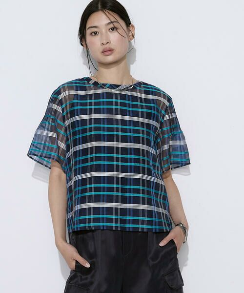 COMME CA COMFORT / コムサ・コンフォート（Lサイズ） シャツ・ブラウス | 〔 TALLサイズ 〕 【セットアップ対応】シルクシアーチェック Tブラウス | 詳細3