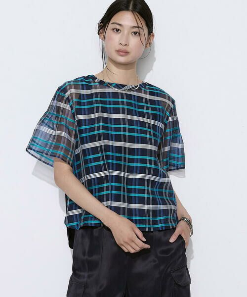 COMME CA COMFORT / コムサ・コンフォート（Lサイズ） シャツ・ブラウス | 〔 TALLサイズ 〕 【セットアップ対応】シルクシアーチェック Tブラウス | 詳細4