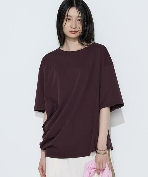 COMME CA COMFORT / コムサ・コンフォート（Lサイズ） Tシャツ | 〔 TALLサイズ 〕 ドライスムース／スーピマバイオスムース アシンメトリーTシャツ（12:ボルドー）