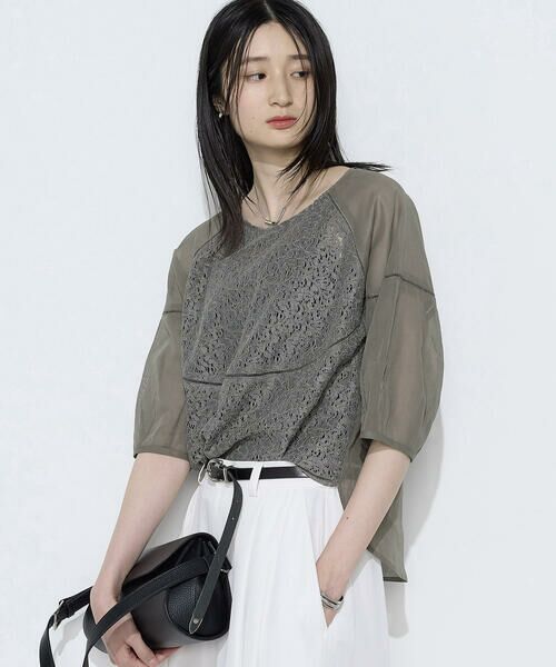 COMME CA COMFORT / コムサ・コンフォート（Lサイズ） シャツ・ブラウス | 〔 TALLサイズ 〕 リネンコードレース ボリュームスリーブブラウス | 詳細11