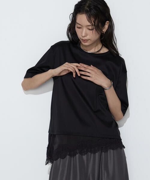 COMME CA COMFORT / コムサ・コンフォート（Lサイズ） Tシャツ | 〔 TALLサイズ 〕 スーピマコットン 裾レースコンビネーションTシャツ | 詳細18