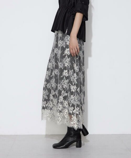 COMME CA COMFORT / コムサ・コンフォート（Lサイズ） ロング・マキシ丈スカート | 〔 TALLサイズ 〕 フラワーモチーフリバーレース レイヤードスカート | 詳細5