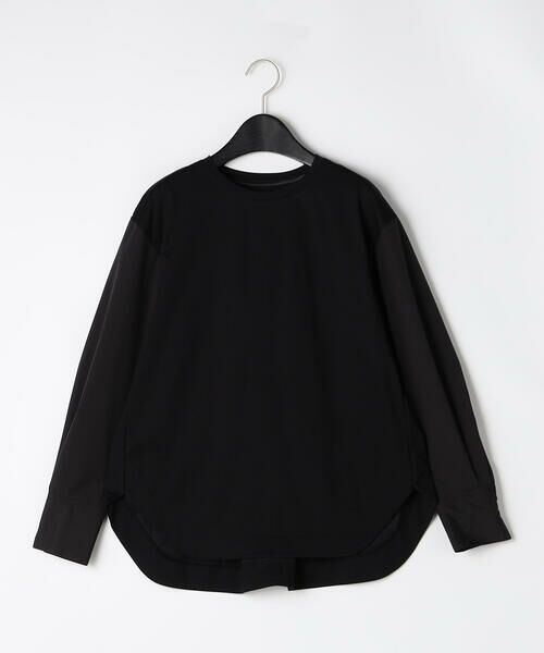 COMME CA COMFORT / コムサ・コンフォート（Lサイズ） カットソー | 〔 +サイズ 〕 プレーティング天竺 袖カフスカットソー（05:ブラック）