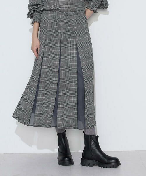 COMME CA COMFORT / コムサ・コンフォート（Lサイズ） ロング・マキシ丈スカート | 〔TALLサイズ〕ヘリテージプリント ボックスタックスカート（08:グレンチェック）