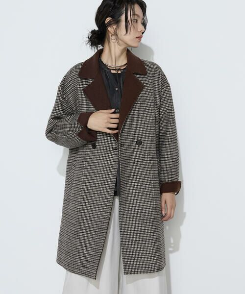 COMME CA COMFORT / コムサ・コンフォート（Lサイズ） その他アウター | 〔TALLサイズ〕ジーロンビーバーリバーシブル  Wフェイスコート（14:ブラウン×千鳥）