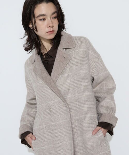 COMME CA COMFORT / コムサ・コンフォート（Lサイズ） その他アウター | 〔TALLサイズ〕ジーロンビーバーリバーシブル  Wフェイスコート（15:ベージュ×グレンチェック）