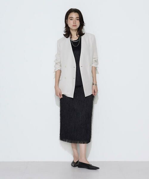 COMME CA COMFORT / コムサ・コンフォート（Lサイズ） ノーカラージャケット | 〔TALLサイズ〕リネンウール Wブレストノーカラージャケット | 詳細1