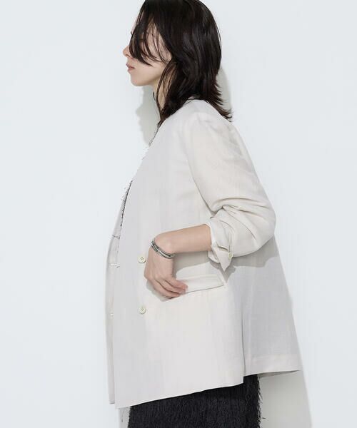 COMME CA COMFORT / コムサ・コンフォート（Lサイズ） ノーカラージャケット | 〔TALLサイズ〕リネンウール Wブレストノーカラージャケット | 詳細3