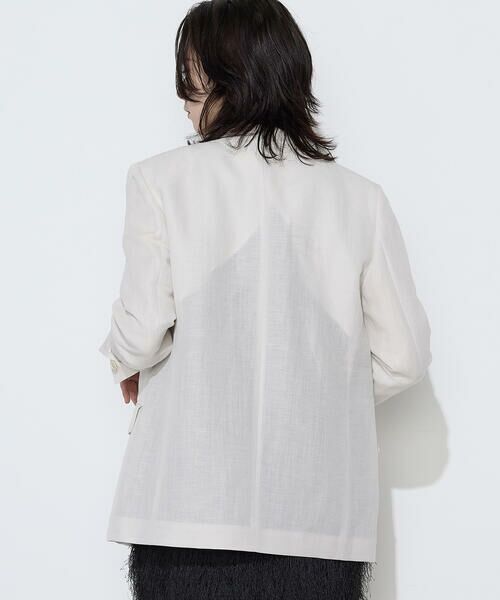 COMME CA COMFORT / コムサ・コンフォート（Lサイズ） ノーカラージャケット | 〔TALLサイズ〕リネンウール Wブレストノーカラージャケット | 詳細4