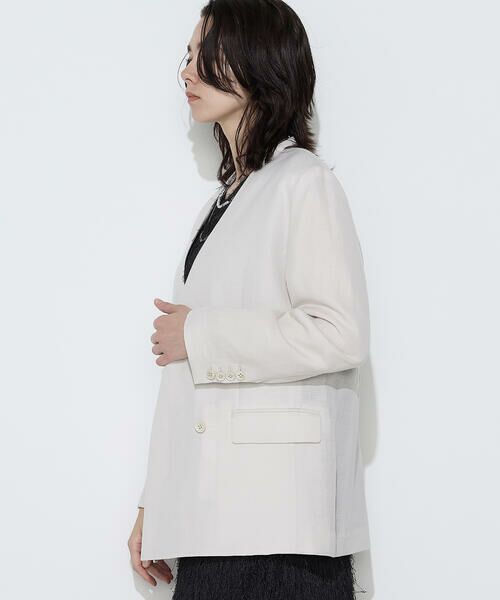 COMME CA COMFORT / コムサ・コンフォート（Lサイズ） ノーカラージャケット | 〔TALLサイズ〕リネンウール Wブレストノーカラージャケット | 詳細7