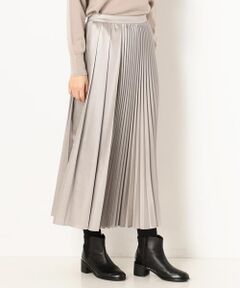 COMME CA PLATINUM / コムサ・プラチナ ロング・マキシ丈スカート | レザーライクサテン プリーツスカート