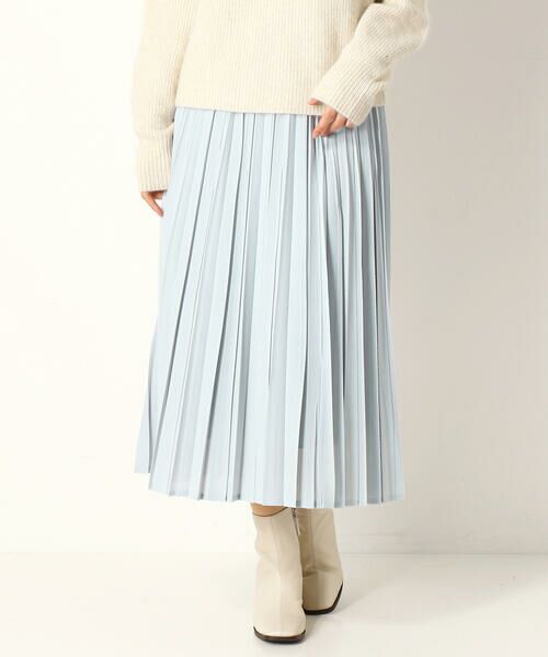 COMME CA PLATINUM / コムサ・プラチナ ロング・マキシ丈スカート | フレンチパイル ランダム プリーツ スカート（アクア）