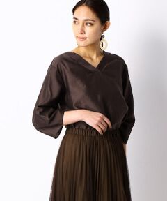 COMME CA PLATINUM / コムサ・プラチナ シャツ・ブラウス | 【セットアップ対応】ヴィンテージライク Ｖネックブラウス