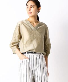 COMME CA PLATINUM / コムサ・プラチナ シャツ・ブラウス | 【セットアップ対応】ヴィンテージライク Ｖネックブラウス