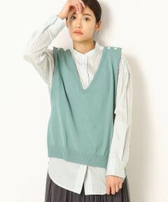 COMME CA PLATINUM / コムサ・プラチナ シャツ・ブラウス | プロックスストライプ ニット付シャツ